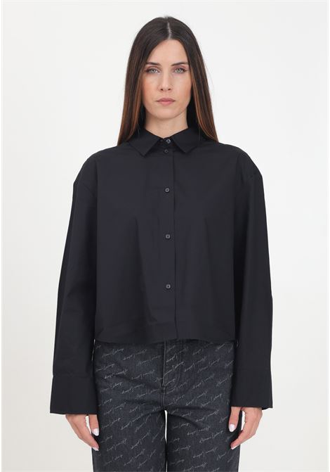 Camicia casual nera da donna con motivo plissettato sul retro ARMANI EXCHANGE | 6DYC19YN3NZ1200